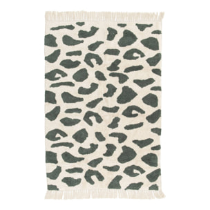 Tapis intérieur coton motif tacheté vert foncé avec franges Glen 120x170cm