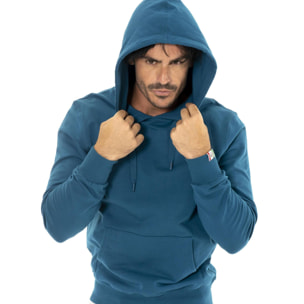 Sudadera de invierno para hombre con capucha y pequeño logo 'Basic'