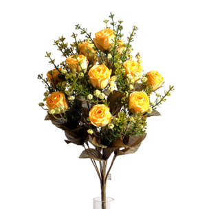 Bouquet Di Rose Dry. Altezza 40 Cm - Pezzi 3 - 18X40X18cm - Colore: Giallo - Bianchi Dino - Fiori Artificiali