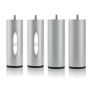 Jeu de 4 pieds de lit gris (2 lumineux + 2 classiques) | Metal | Hauteur 16 cm