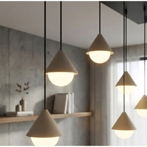 Lampada a sospensione Giro in acciaio nero e vetro
