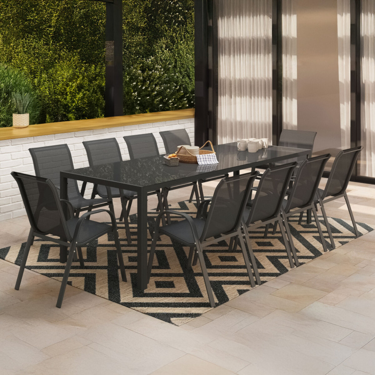 Ensemble repas Formentera 10 places gris