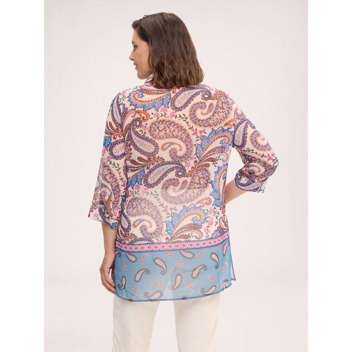 Fiorella Rubino - Camicia con stampa in georgette - Azzurro
