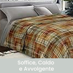 INTRECCI Piumino Matrimoniale, 260 x 260 cm, Piumino Ecologico, Caldo, Invernale, 300 g/m², Anallergico e Antiacaro, Made in Italy, Lavabile in Lavatrice, Soffice, Morbido. Fantasia: Scozzese arancio