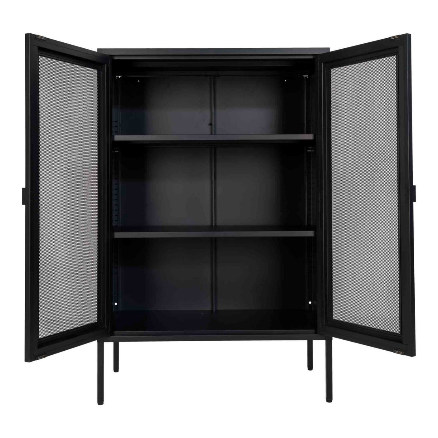 Armadio Melbourne in acciaio nero con 2 ante a rete, 80×40×120 cm