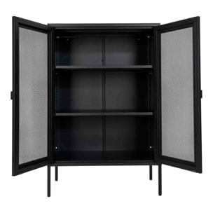 Armadio Melbourne in acciaio nero con 2 ante a rete, 80×40×120 cm
