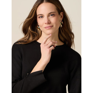 Oltre - Jersey mezcla viscosa con botones joya - Negro