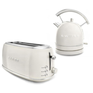 Grille-pain SWEISS + bouilloire vintage crème pack GRVKTL8