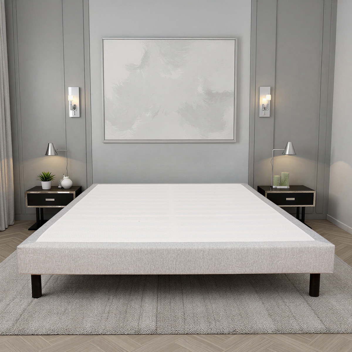 Sommier Tapissier en Kit gris Clémence - 2 Places