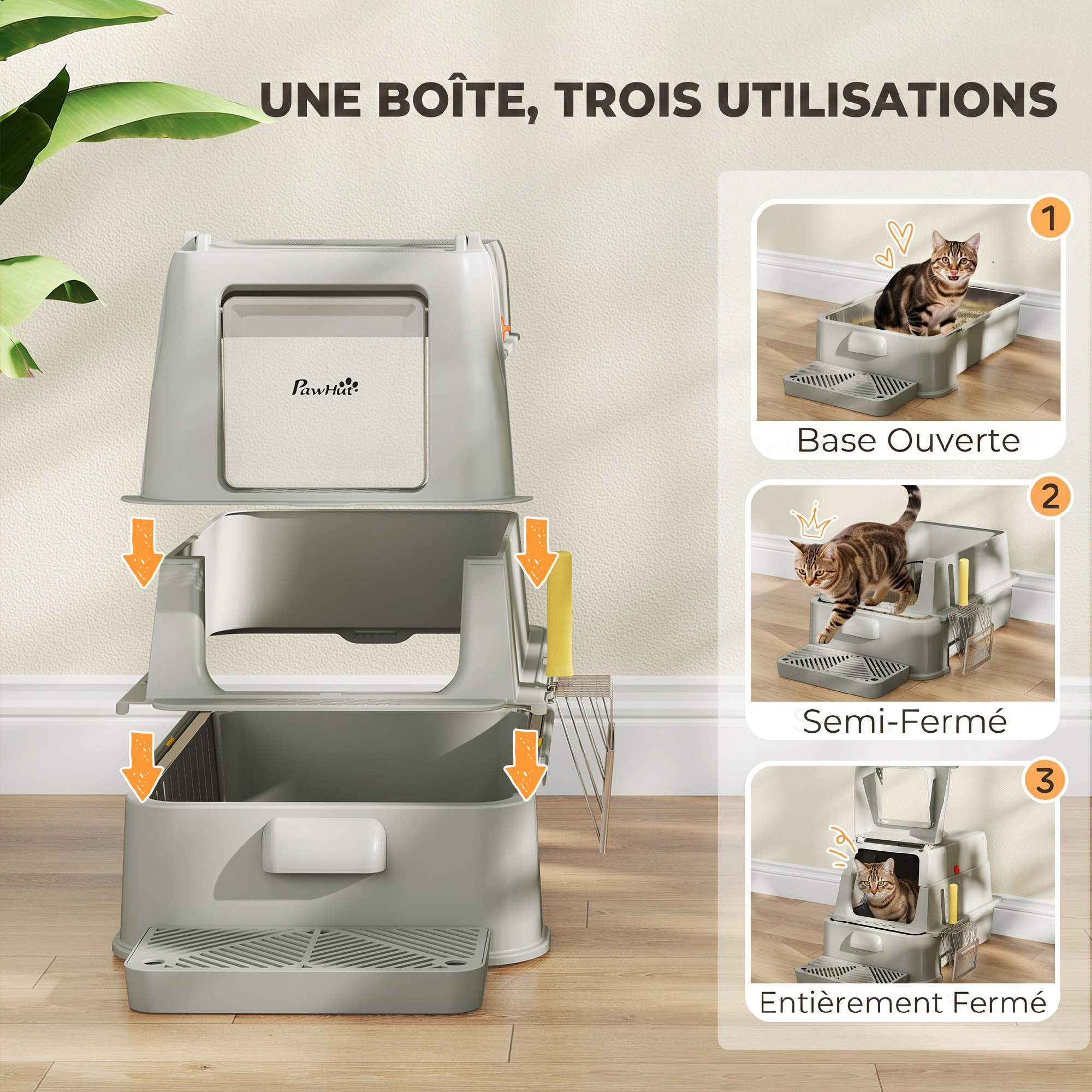 Maison de toilette XL 80L acier inox multi-accessoires gris