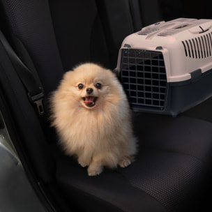 Well home transportín de mascotas portátil antracita, ideal para perros y gatos