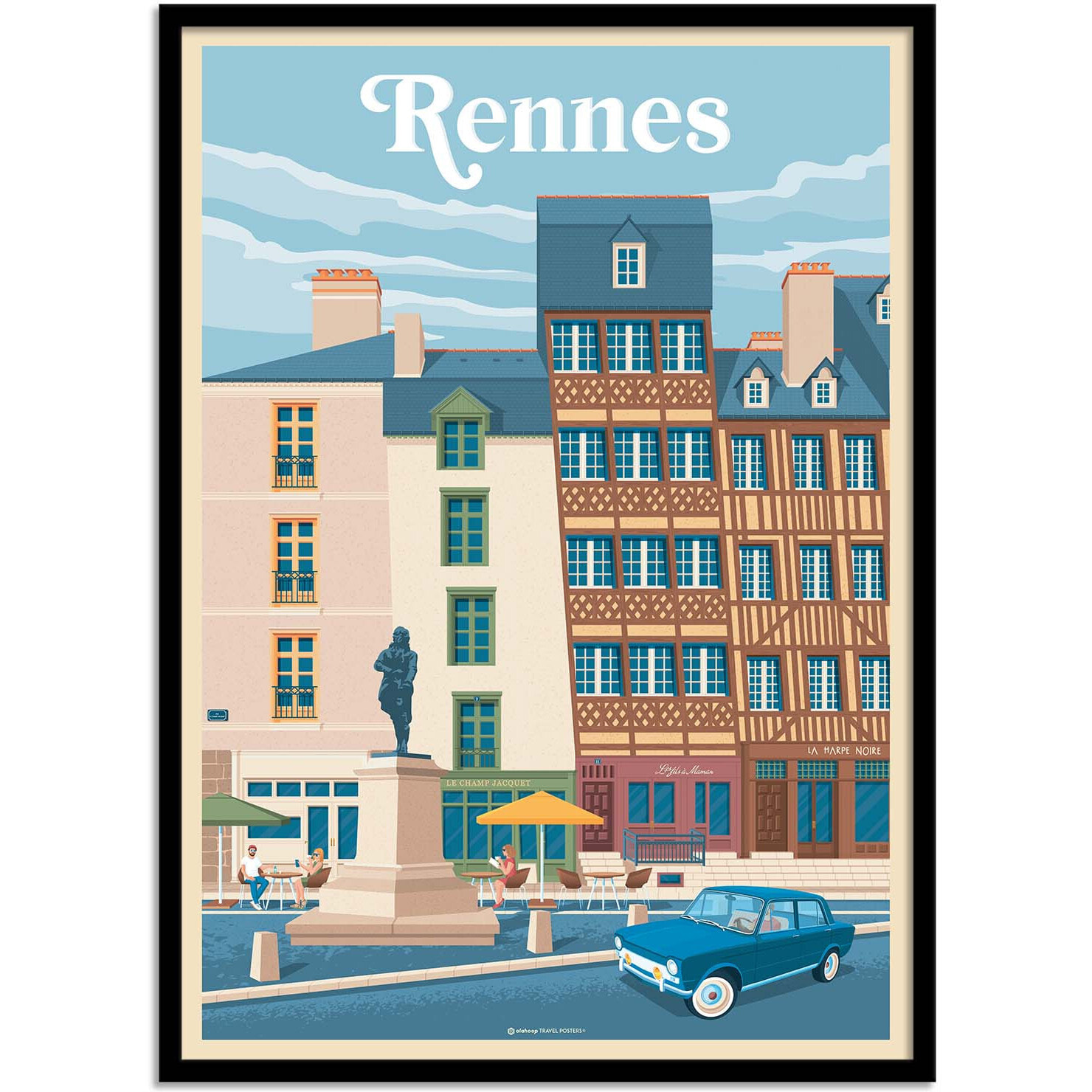 Affiche - Rennes - Olahoop Travel Posters