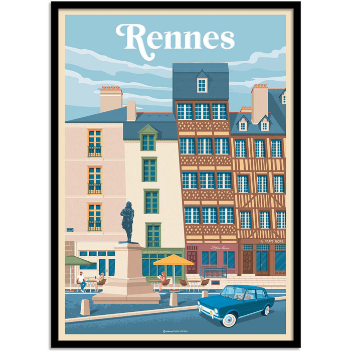 Affiche - Rennes - Olahoop Travel Posters