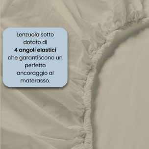 COMPLETO LETTO MAX COLOR, 100% Cotone, Made in Italy - TORTORA