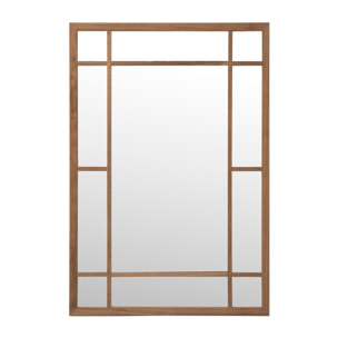 Espejo rectangular de pared tipo ventana elaborado con madera de acabado roble oscuro Alto: 99.6 Largo: 69.7 Ancho: 1.4