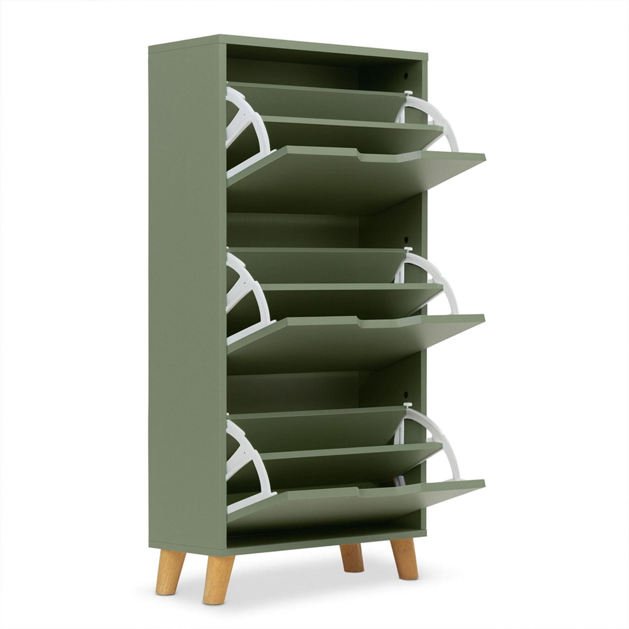 Plana - Scarpiera Salvaspazio 3 Ante 55x116x25 cm 18 Paia in Legno Salvia