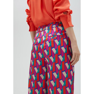 Pantaloni palazzo logo multicolore