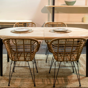 Mesa redonda extensible Padma Negro - Roble