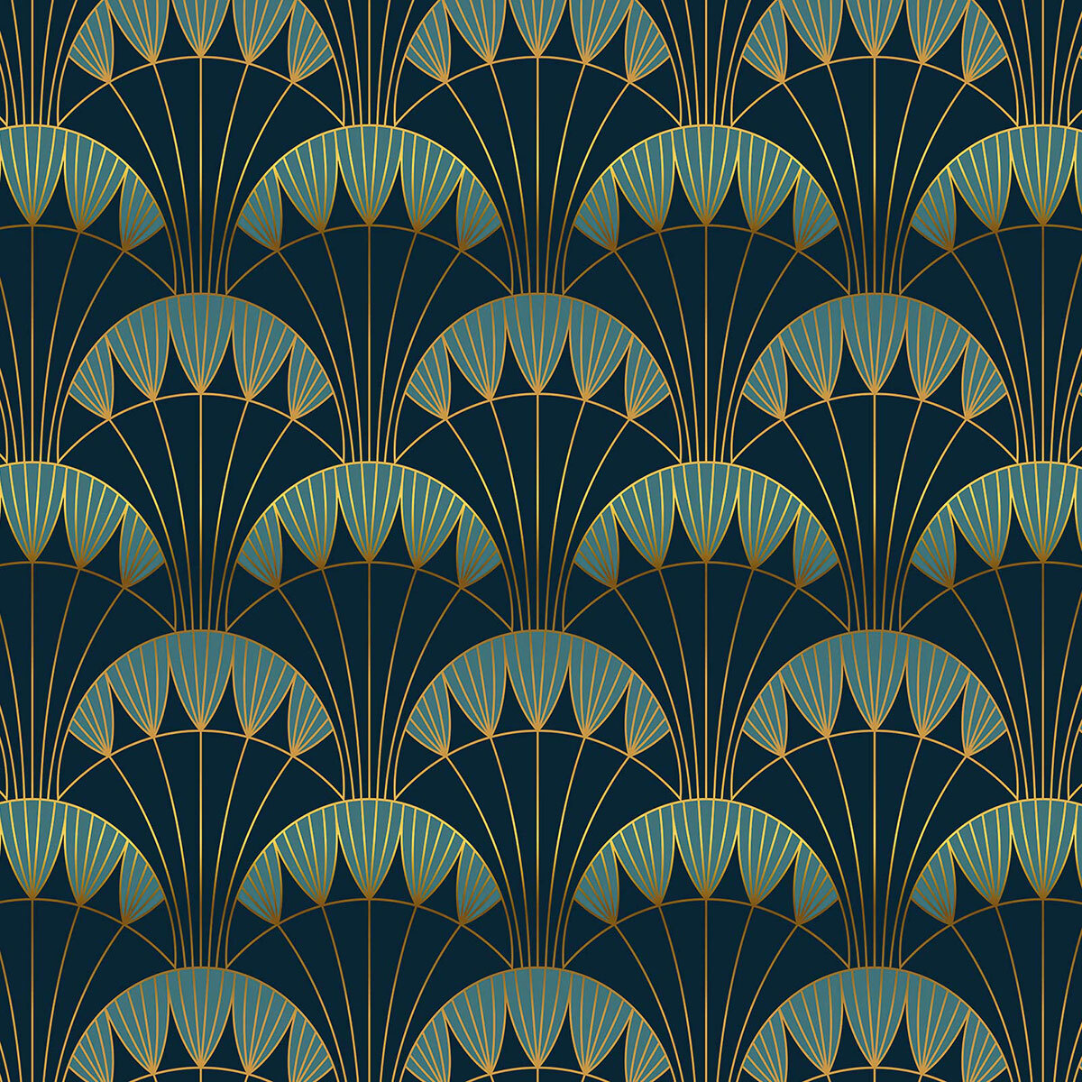 Papier peint, eventail art deco Intissé