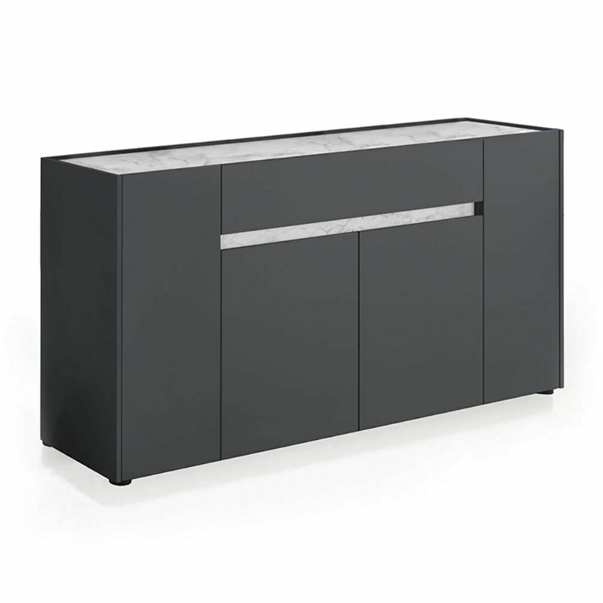 Credenza Moderna Madia Con 4 Ante E 1 Cassetto Mobile Contenitore Sala da Pranzo Soggiorno 170 x 85 x 40 cm Grafite Effetto Marmo