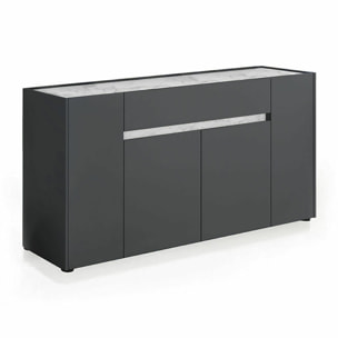 Credenza Moderna Madia Con 4 Ante E 1 Cassetto Mobile Contenitore Sala da Pranzo Soggiorno 170 x 85 x 40 cm Grafite Effetto Marmo