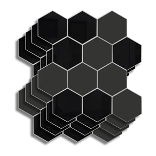 Crédence adhésive murale 3D  - Effet carrelage hexagonal 4 pièces - Noir