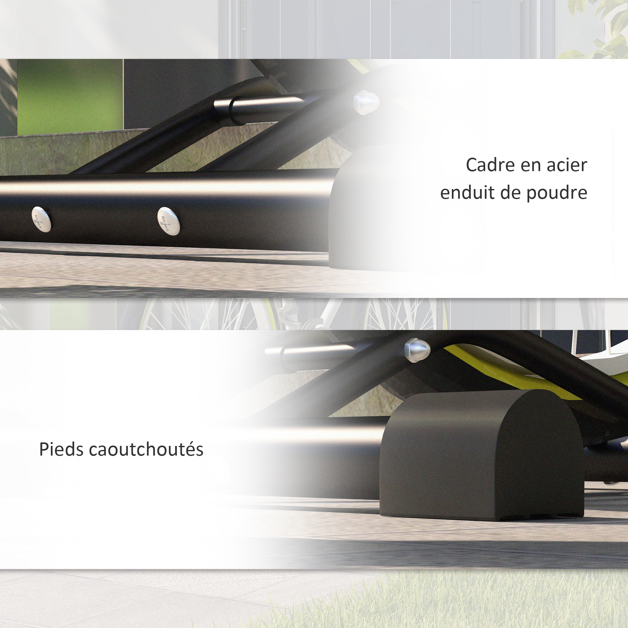 Râtelier vélo - porte-vélo autoportant - compatible roues 6-28 pouces - antidérapant - métal noir