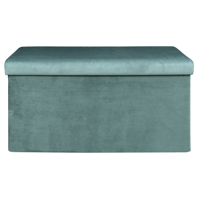 Coffre Banc Pliable Velours Cotele Giulia Bleu