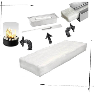 Lana in fibra di ceramica per ricambio bruciatore camino a bioetanolo 30x20xH2,5 cm