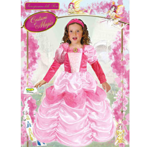 Abito Principessa Delle Rose Costume Carnevale Rosa Bambina