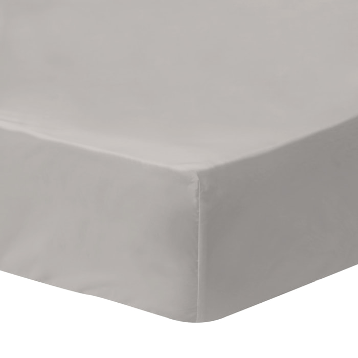 Drap-housse uni en coton, COTON LAVÉ