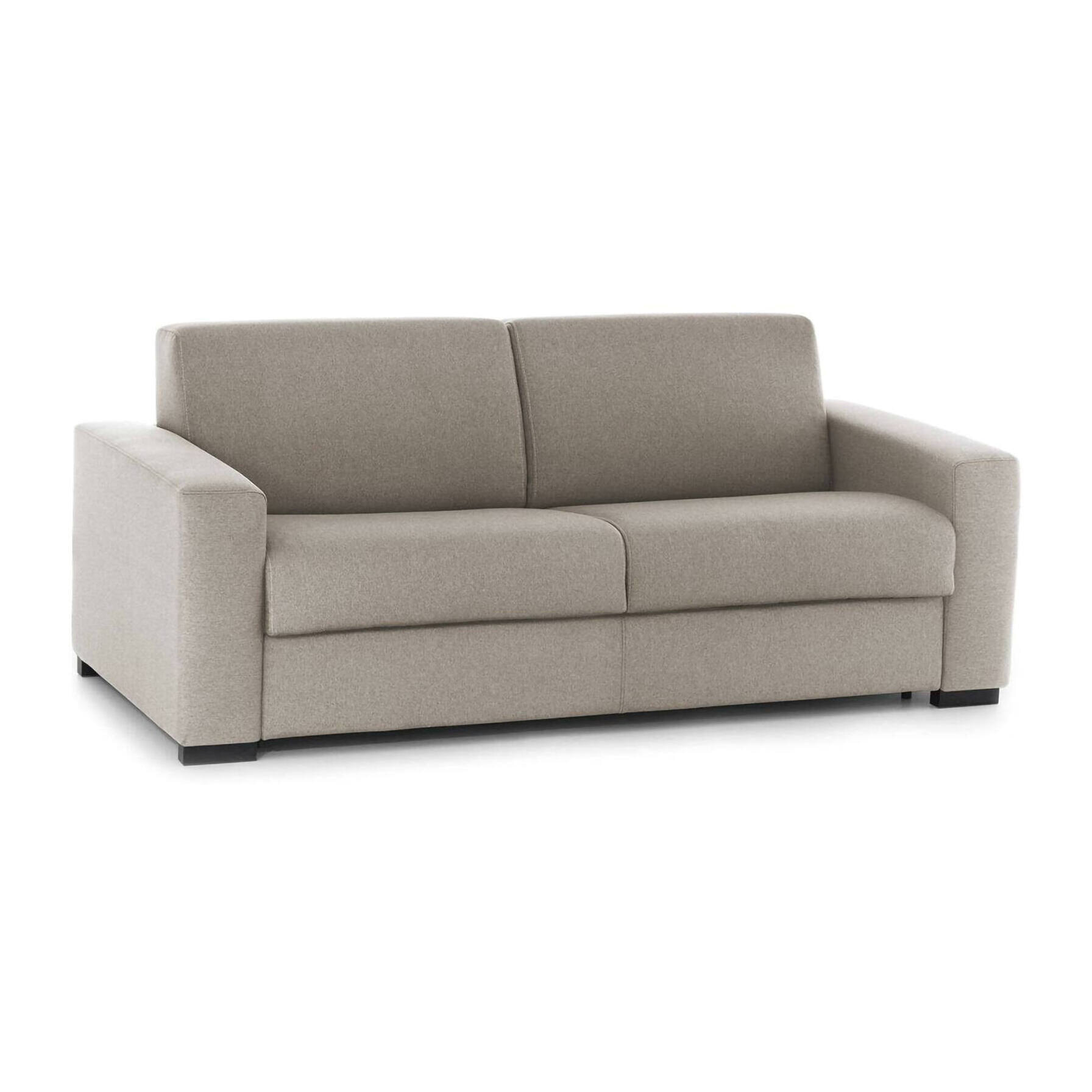 Divano fisso Elizabeth, Divano a 3 posti, 100% Made in Italy, Sofà Soggiorno in tessuto imbottito, con Braccioli standard, Cm 220x95h90, Tortora