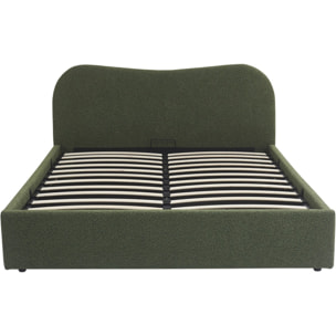 Lit coffre avec tête de lit en tissu bouclé - SUZON