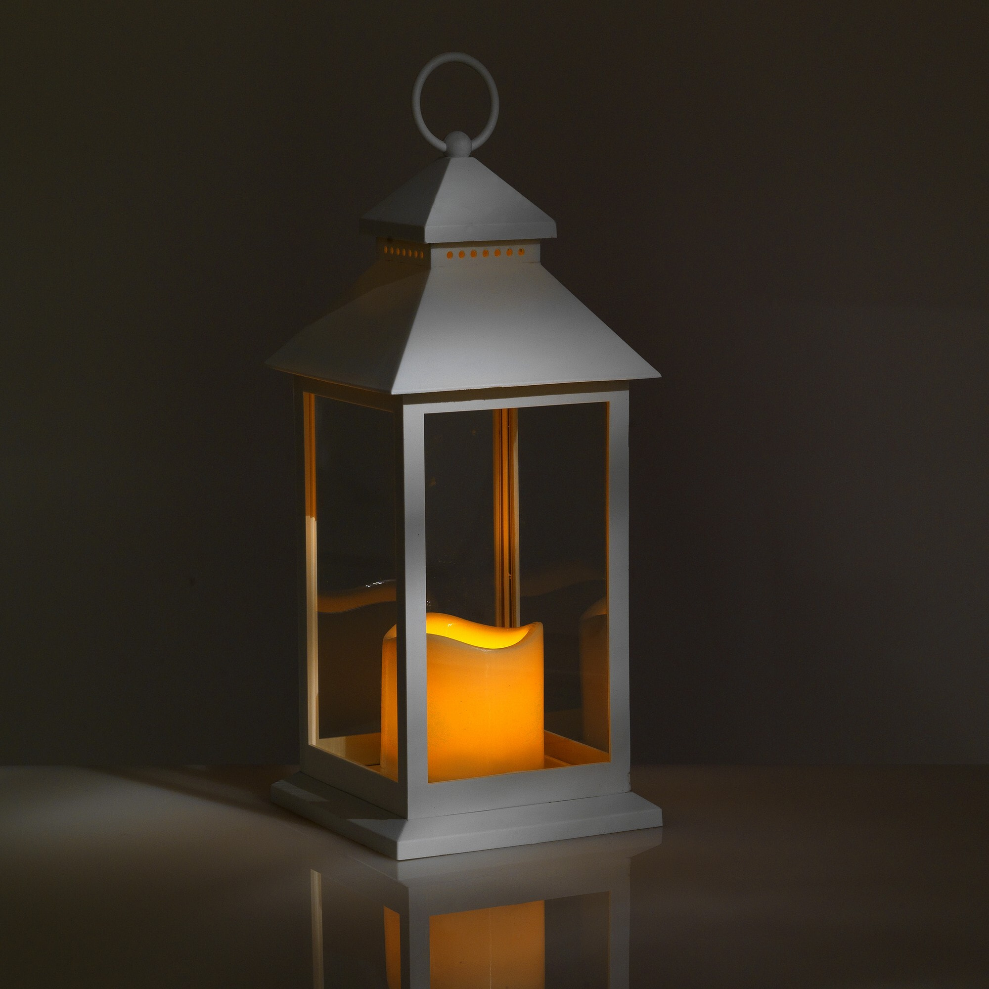 Lampe décorative Tomasucci LANTERN 30,5, en plastique et verre, blanc, 13,5 × 13,5 × 30,5 cm