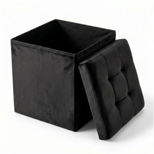 Pouf contenitore in velluto 38x38x38 cm, cubo imbottito con vano interno, seduta elegante effetto velvet trapuntato, resistente fino a 150 kg, salvaspazio ideale per camera soggiorno ingresso e cameretta