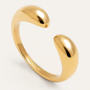 Anillo Doble Gota Acero Baño Oro