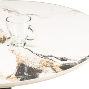 ICARE - Ensemble n°3: table bistrot D70cm en céramique marbré clair