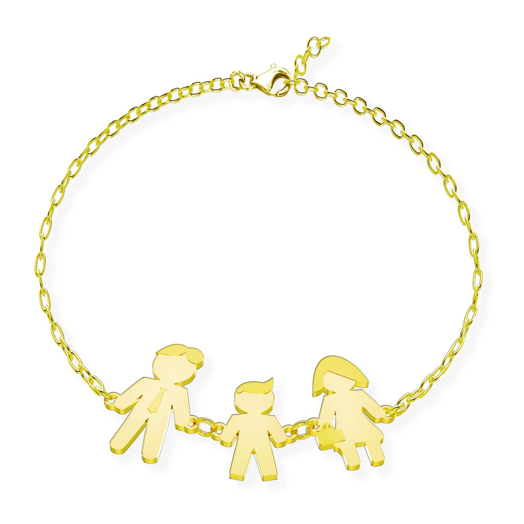 Bracciale Love Makes a Family Papà-Bimbo-Mamma a Catena Argento Gold