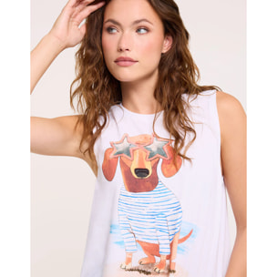 Camiseta Teckel Sin Mangas Blanco - Minusi
