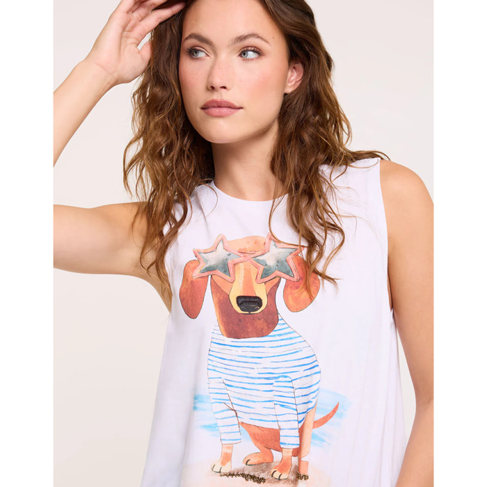 Camiseta Teckel Sin Mangas Blanco - Minusi