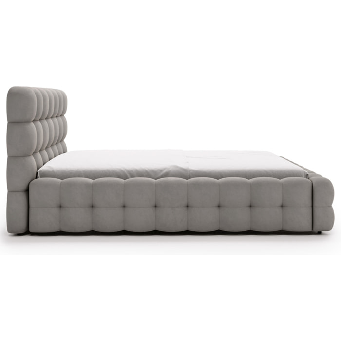 Darling - lit coffre - 160x200 cm - sommier inclus - en velours - Gris