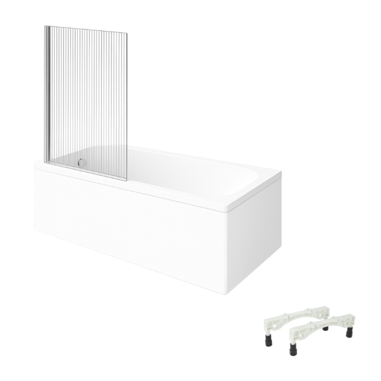 Baignoire droite VILLEROY & BOCH Architectura avec pieds acrylique 170 x 75 cm  + Pare bain gauche AURYS Raywall chromé