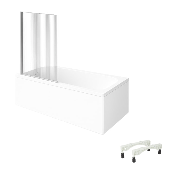 Baignoire droite VILLEROY & BOCH Architectura avec pieds acrylique 170 x 75 cm  + Pare bain gauche AURYS Raywall chromé