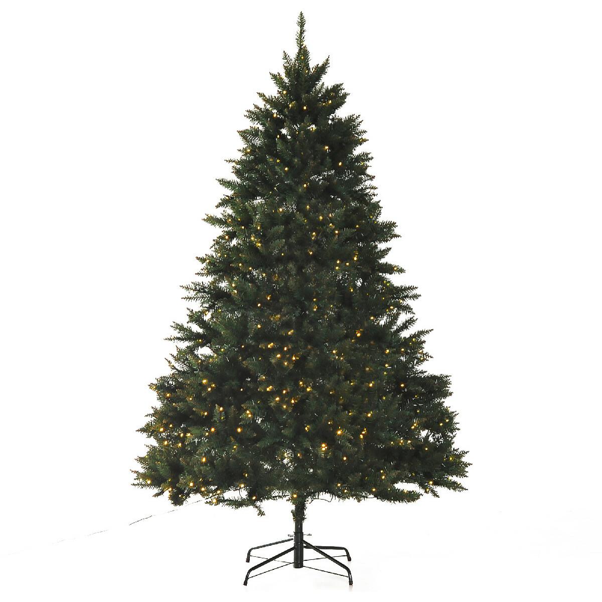 Sapin de Noël artificiel lumineux LED x 650 blanc chaud + support pied Ø 127 x 200H cm 1880 branches vert