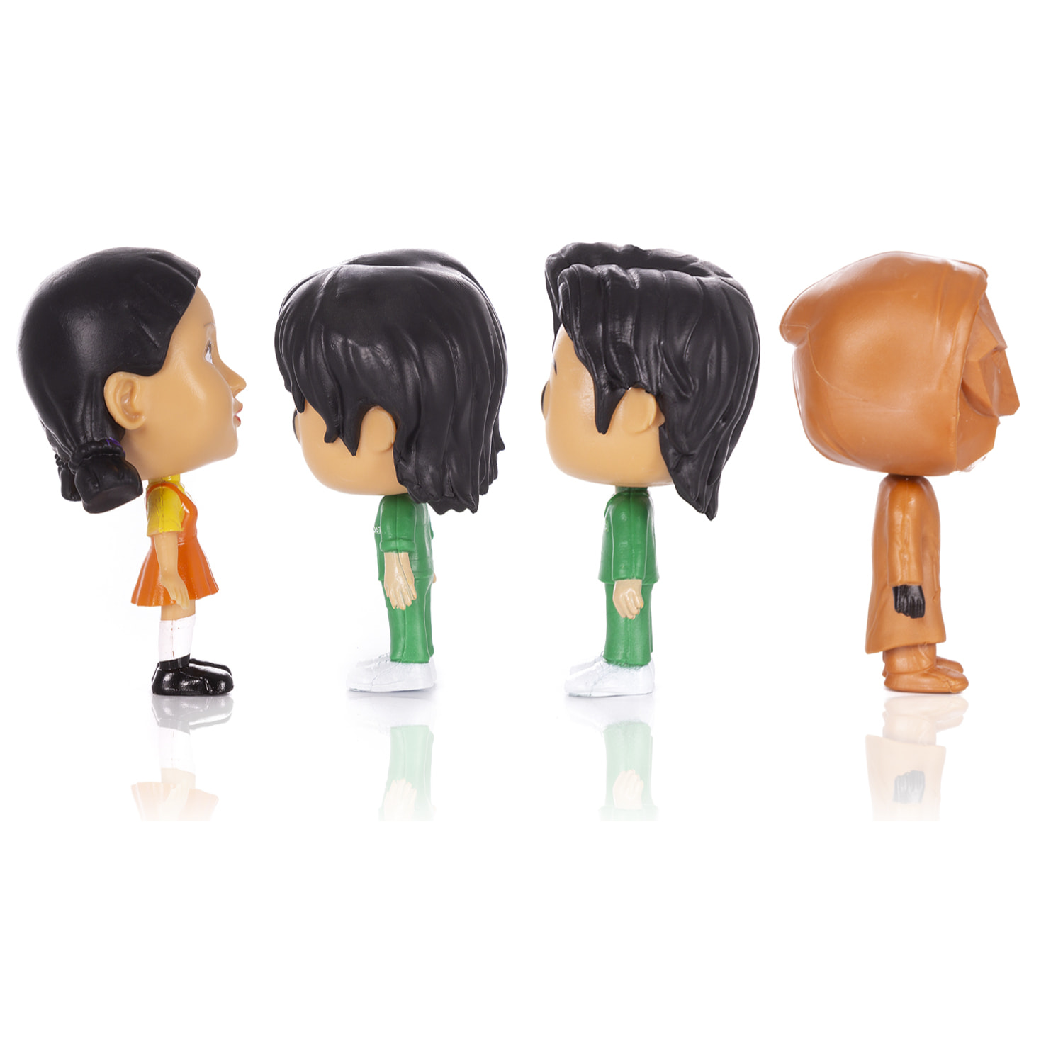 Squid Pop figure 11 cm. 4 personaggi in confezione regalo. Giocatori, leader d'oro e bambola.