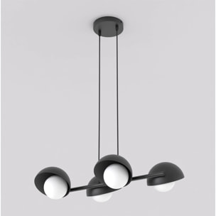 Lampada a sospensione BOOM in acciaio nero con diffusori sferici