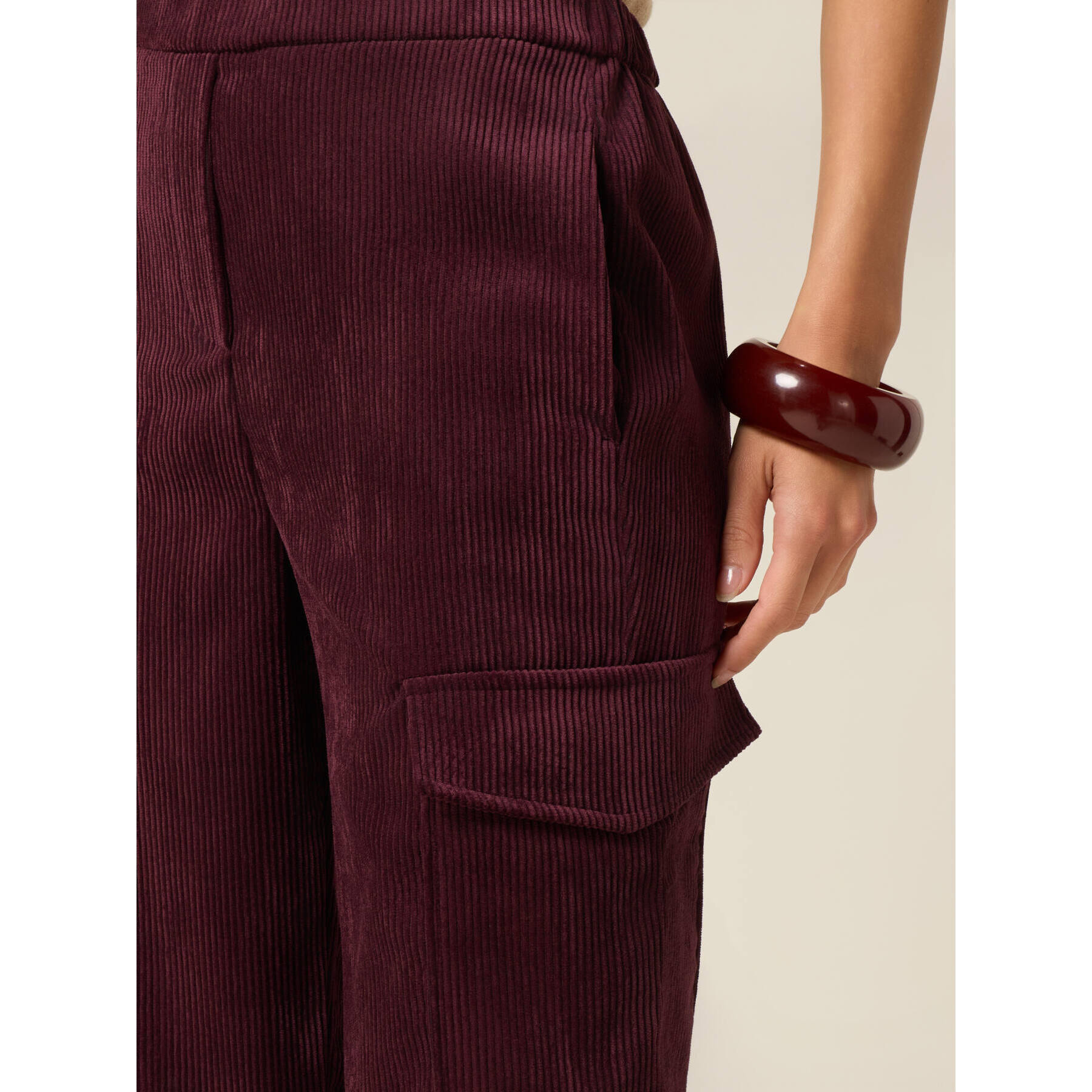 Oltre - Pantalones cargo de pana - Burgundy