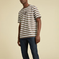 GUESS Originals - T-shirt Daniel - rayures - 100% coton - blanc et marron