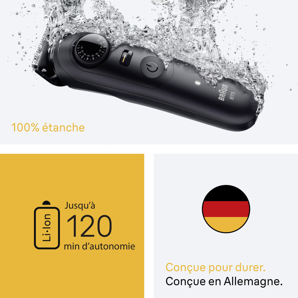 Braun Tondeuse À Barbe Series 5, + 2 Outils Pour Créer Son Style, 20 Longueurs, Lame Affûtée, BT5500, Noir