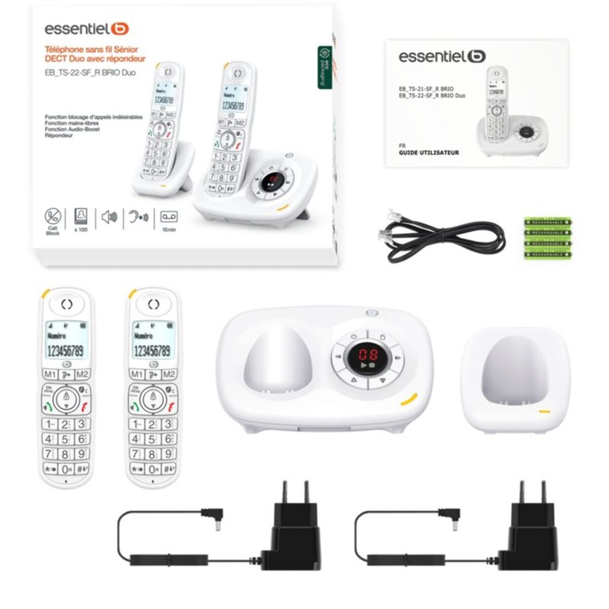 Téléphone sans fil ESSENTIELB BRIO DUO Rép